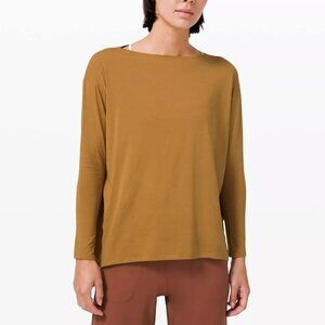 Lululemon Back In Action Top Long Sleeve Tee Bronze Oversized Blouse Shirt Sz 8.